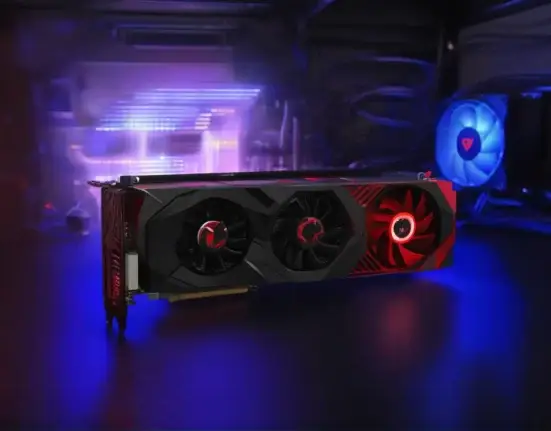 red gpu with 3 fans and red and black colour fans